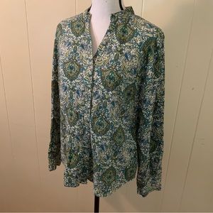 Green Paisley Top 12 Petite